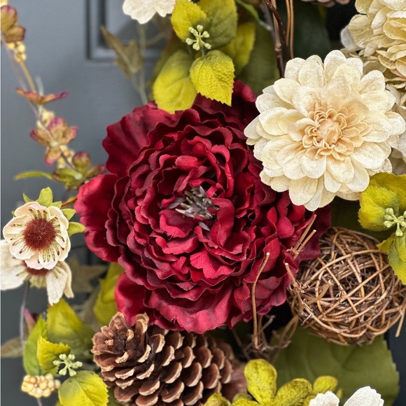 RUSTIC FLORAL WREATH     NEW/MADE TO ORDER - Picture 5 of 6